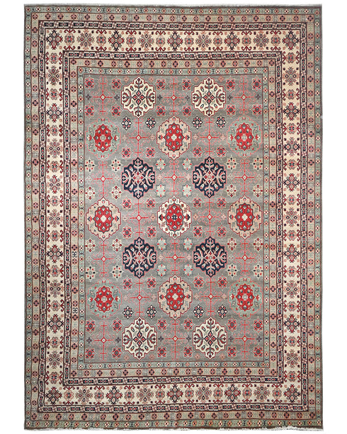 13x16 Gray Kuba Afghan Hand Knotted Wool Area Rug